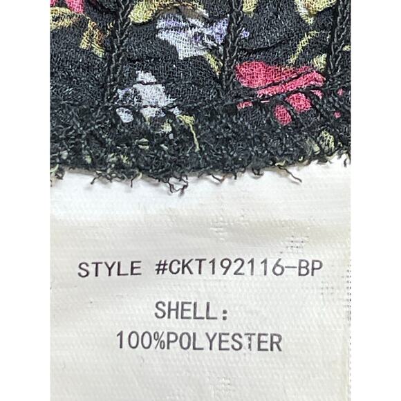 Code X Mode Women's Black Floral Smocked Square Neck Long Sleeve Blouse Top S - Picture 4 of 4